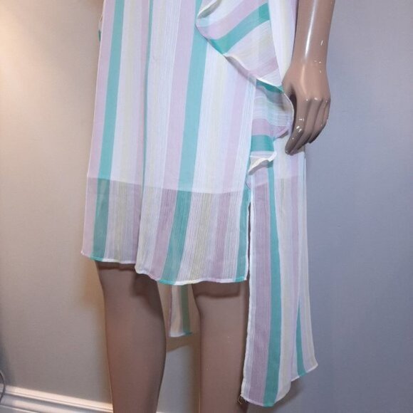 NEW BCBGeneration Tiered Ruffle Dress Womens Size Small Multi Striped Sleeveless - Picture 7 of 16
